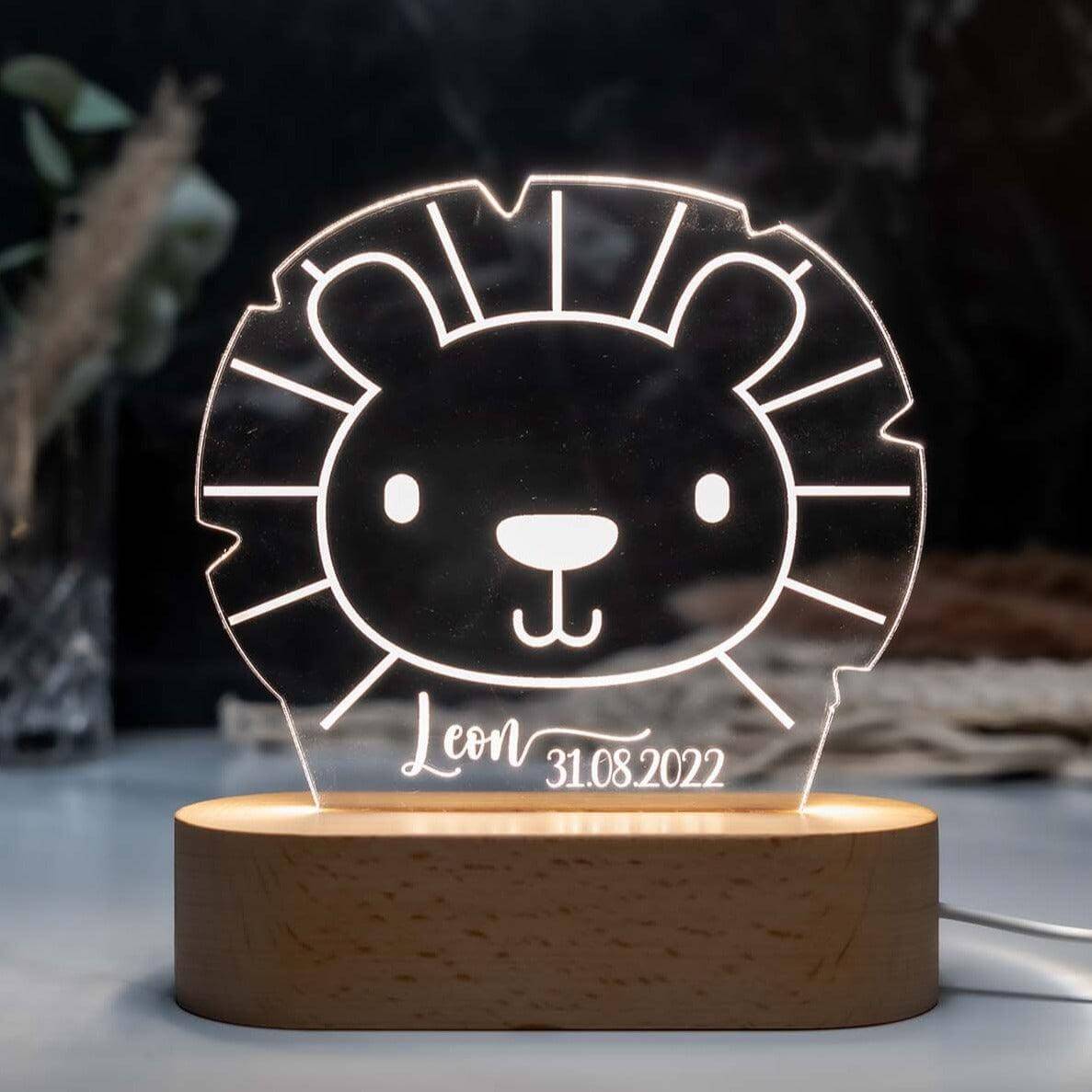 close-up of night lamp with löwenkopf motif