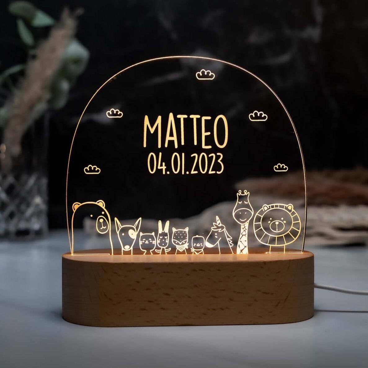 personalized night lamp with animal design