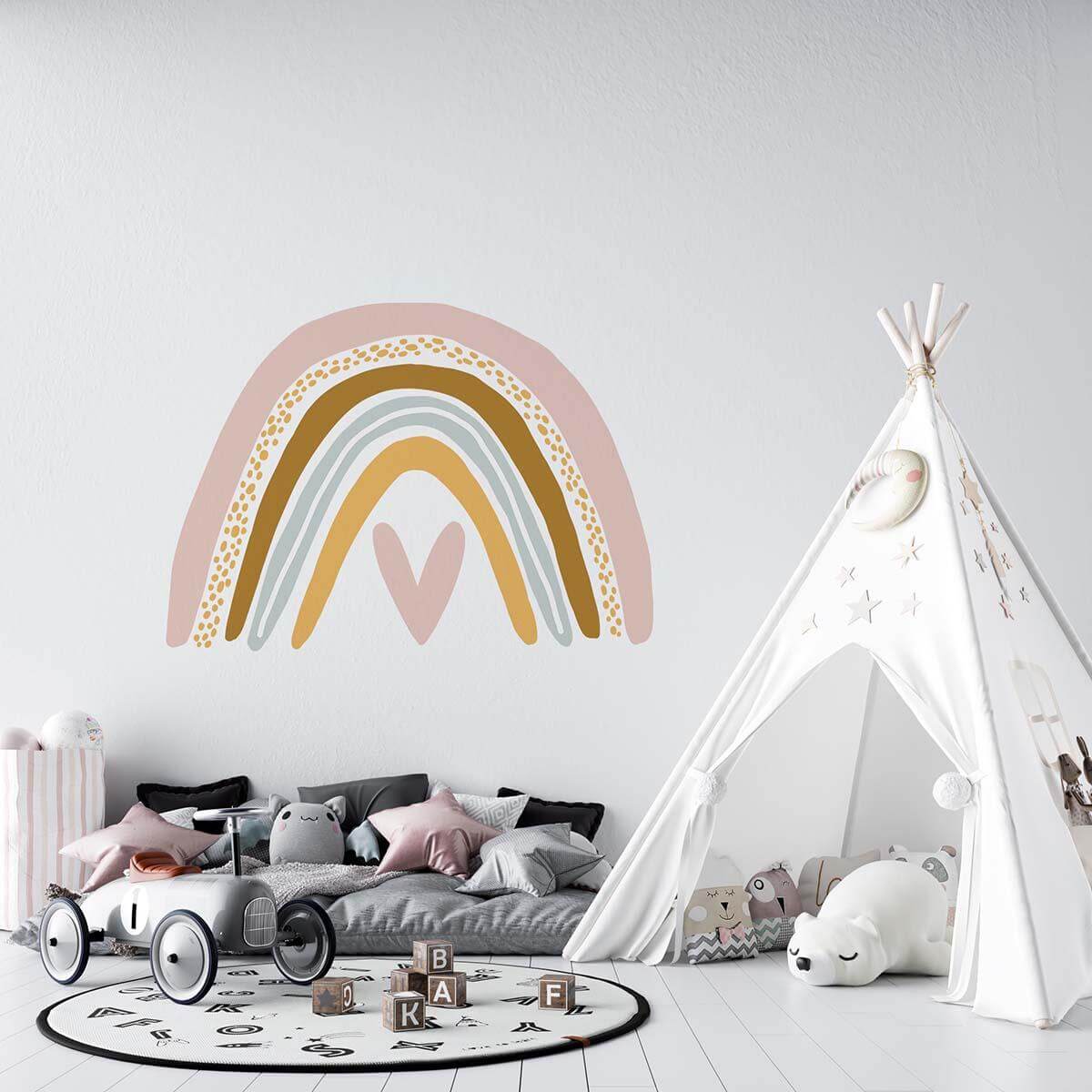 close-up of mini rainbow design on wall sticker