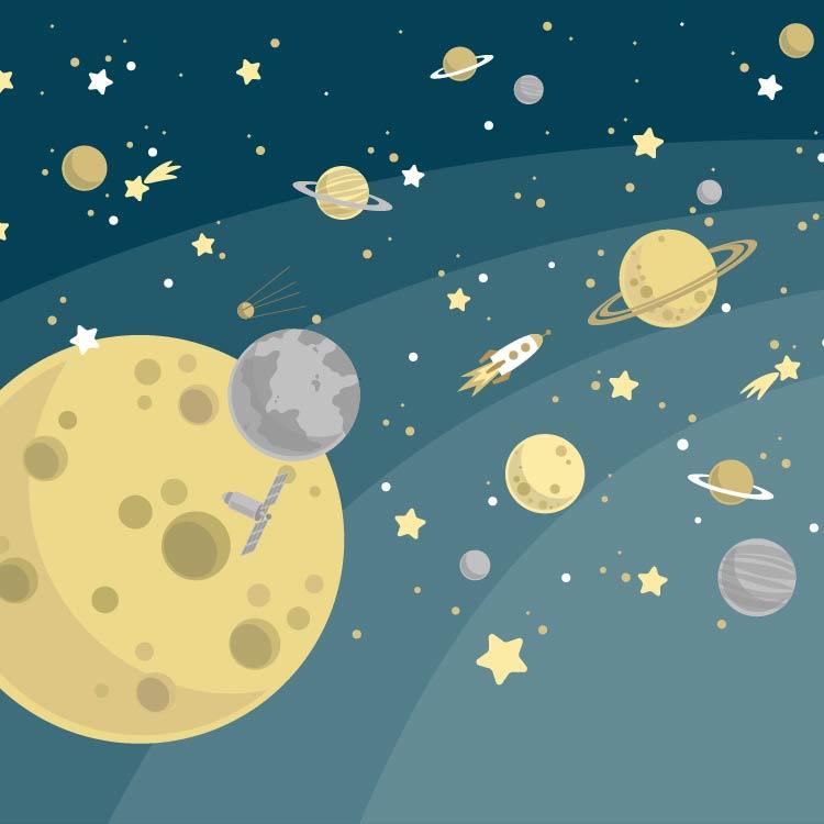 high-quality space-themed wall mural with galaxies