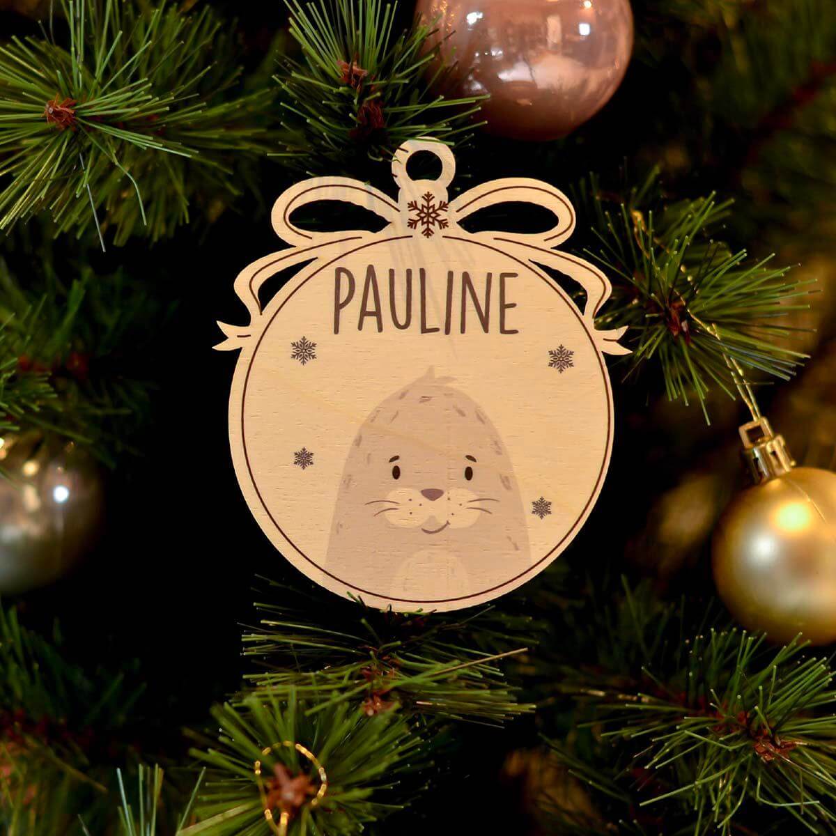 personalized wooden Christmas ornament with custom design